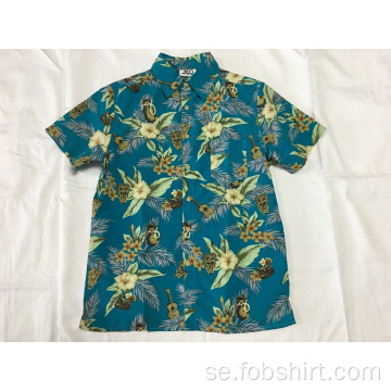 Polyester tryck hawaiisk skjorta